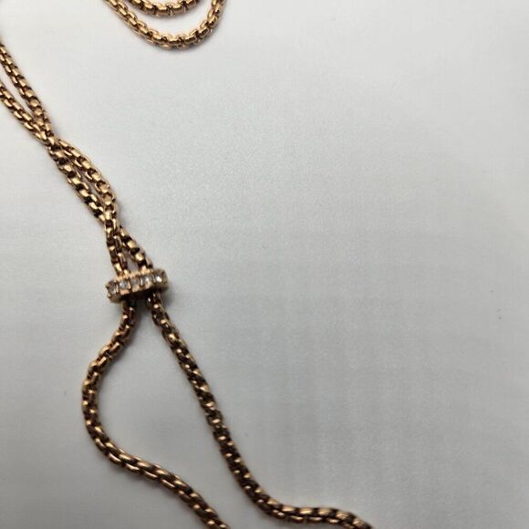 Michael Kors Elegant Rose Gold Drop Necklace Gray Pearls Rhinestones - Picture 6 of 6